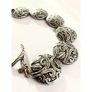 Silpada Sterling Silver Ancient Scrolls Chunky Unique Toggle Clasp 7 1/2” Wrist